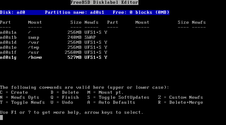 FreeBSD Disklabel Editor