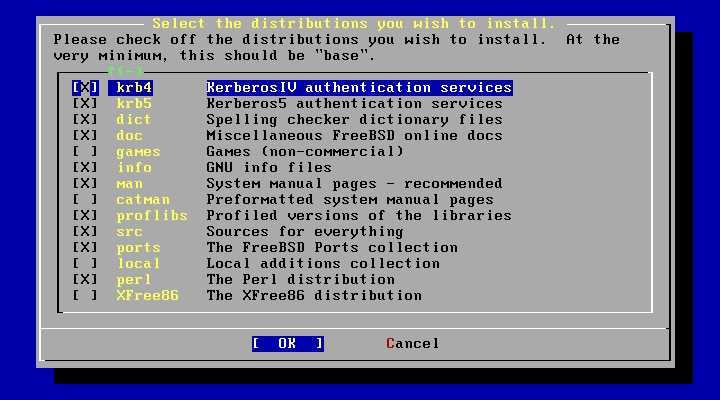 Distributions you wish to install