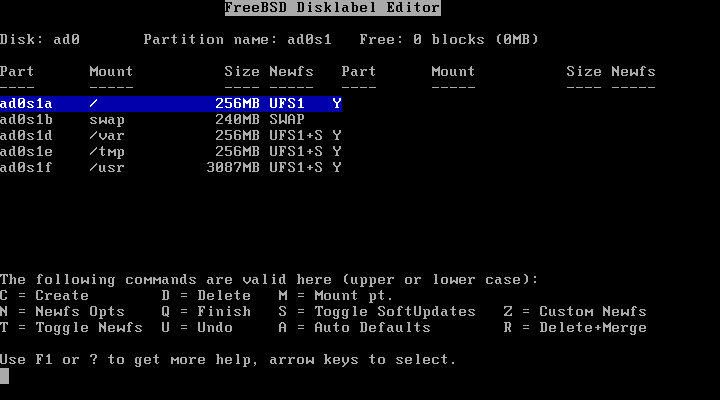 FreeBSD Disklabel Editor