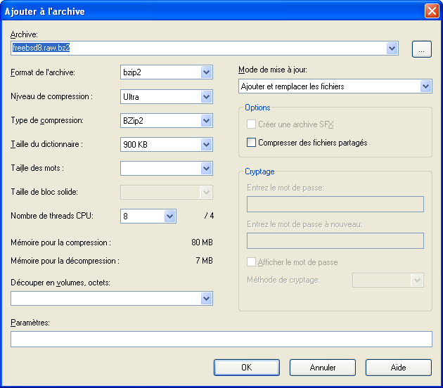 7-Zip - Compression de l'image de disque dur physique